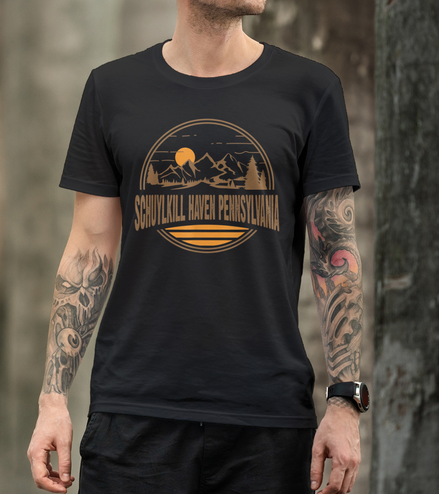 Schuylkill Haven Pennsylvania Vintage Mountain Sunset Scene T-Shirt