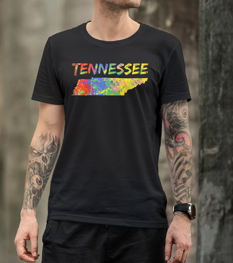 Tennessee Colorful State Outline Brush Stroke T-Shirt
