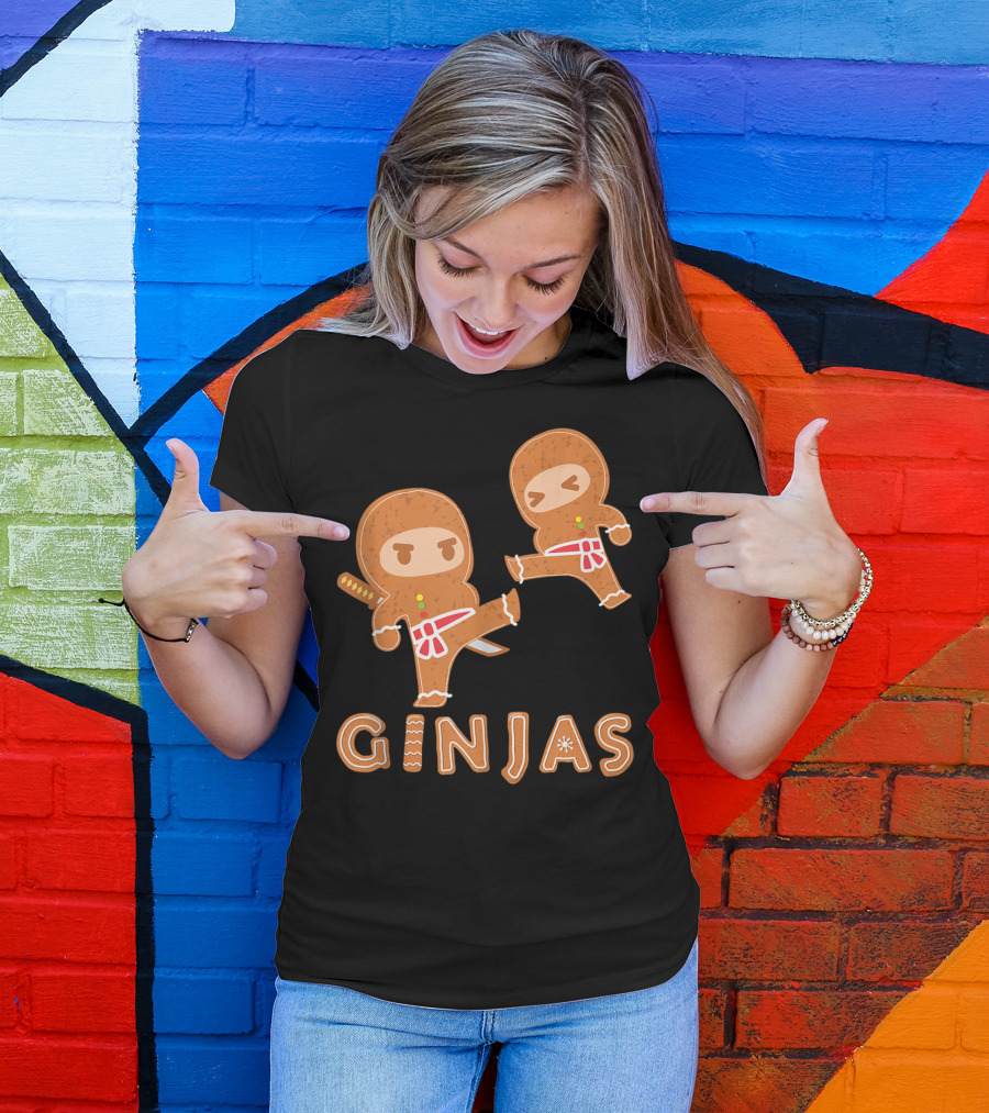 Ginjas Gingerbread Ninja Character Kung Fu Kicks T-Shirt