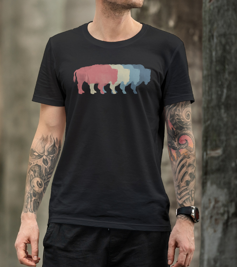 Save Buffalo Bison Colorful Silhouette Graphic 365 T-Shirt