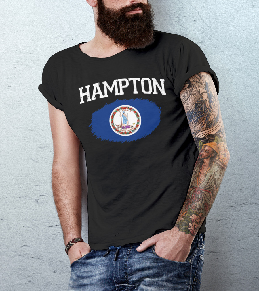 Hampton Virginia State Flag Vintage USA Sports T-Shirt