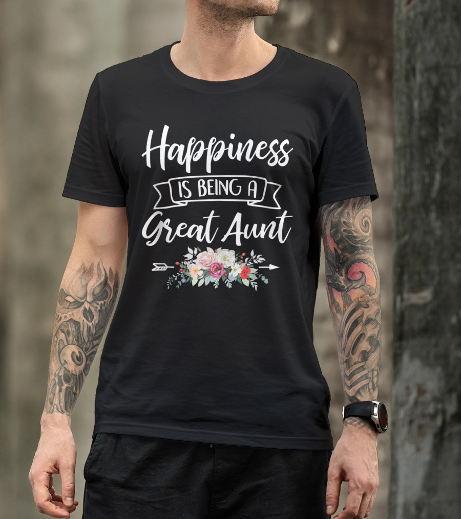 Happiness Is Being A Great Aunt Floral Arrow T-Shirt
