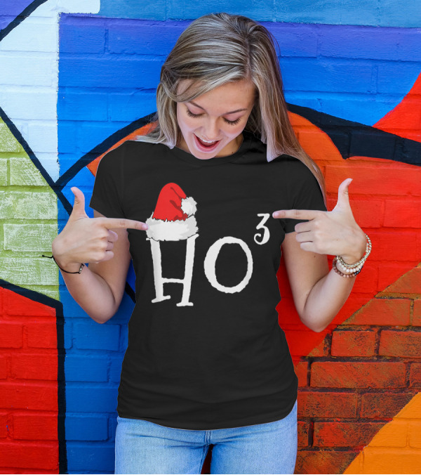 Ho3 Cubed Santa Hat Christmas Hohoho Math Teacher T-Shirt