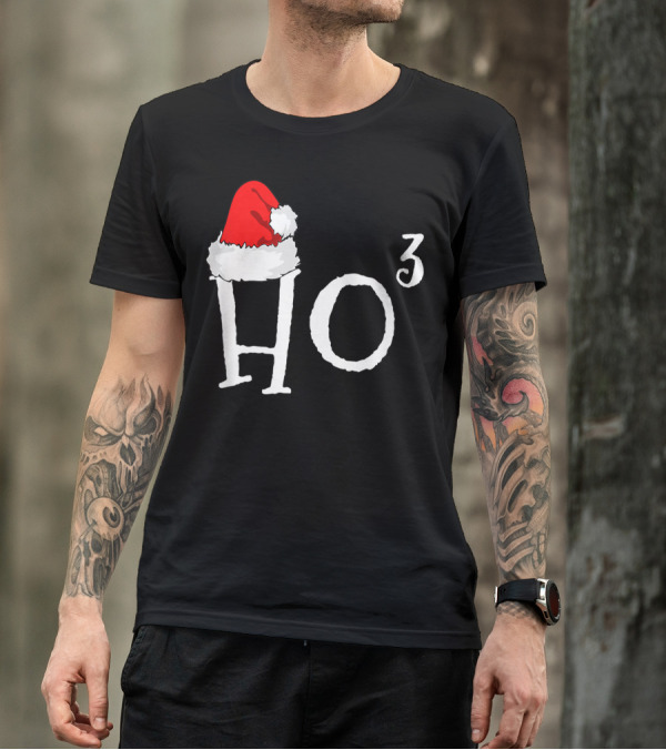Ho3 Cubed Santa Hat Christmas Hohoho Math Teacher T-Shirt