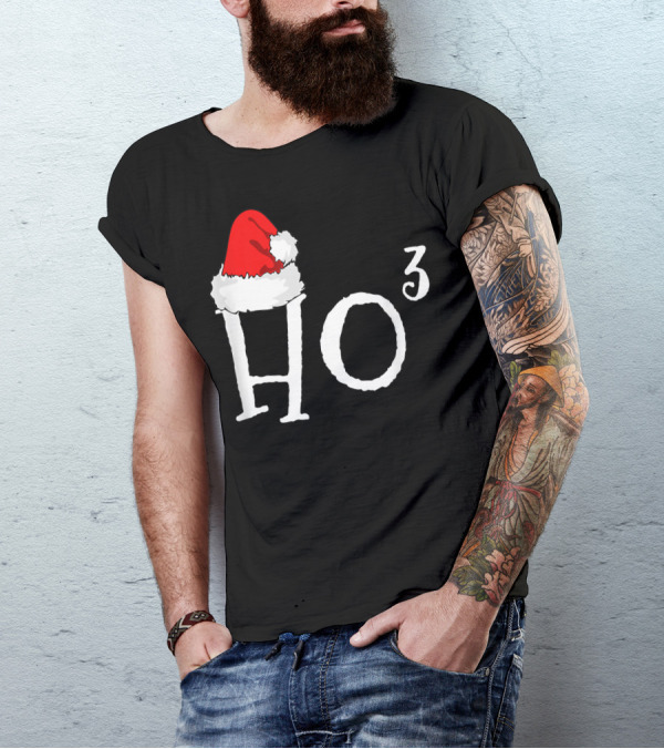 Ho3 Cubed Santa Hat Christmas Hohoho Math Teacher T-Shirt