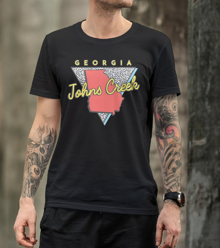 Johns Creek Georgia Retro Souvenir Design With Map T-Shirt