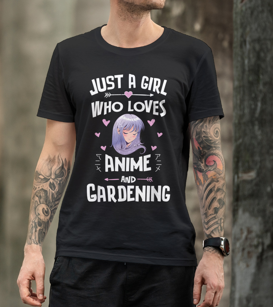 Just A Girl Who Loves Anime And Gardening Anime Aesthetic With Hearts And Arrows T-Shirt