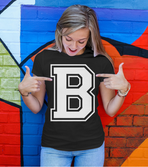 Old School Letter B Initial Retro College T-Shirt
