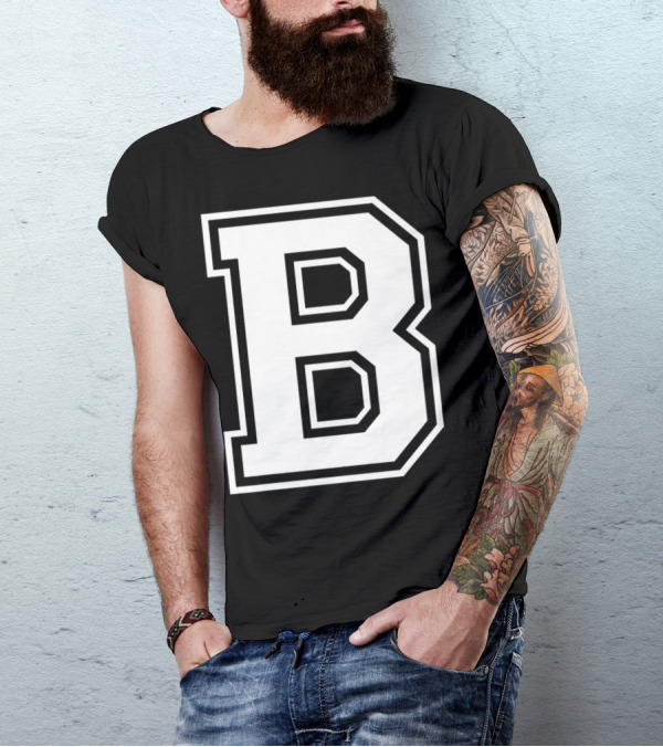 Old School Letter B Initial Retro College T-Shirt