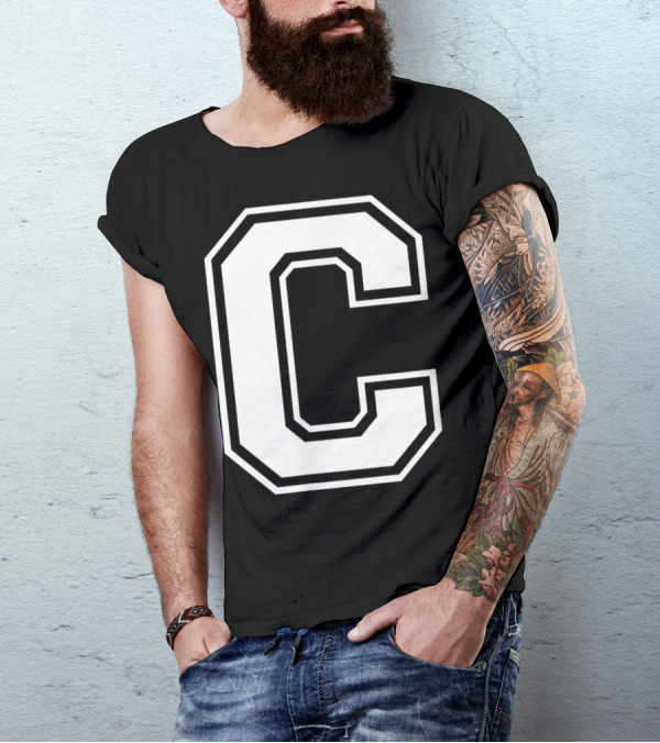 Letter C Name Initial Group Match Old School Block T-Shirt