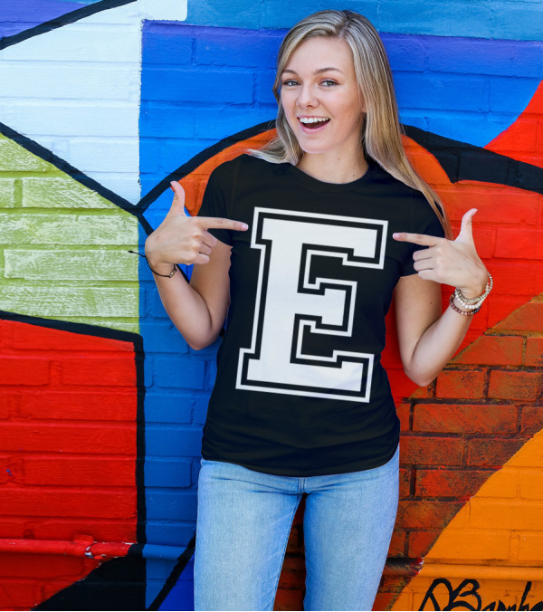 Letter E Initial Old School Group Match T-Shirt