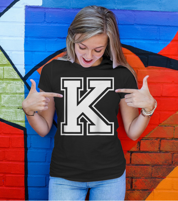 K Initial Old School Style Letter T-Shirt