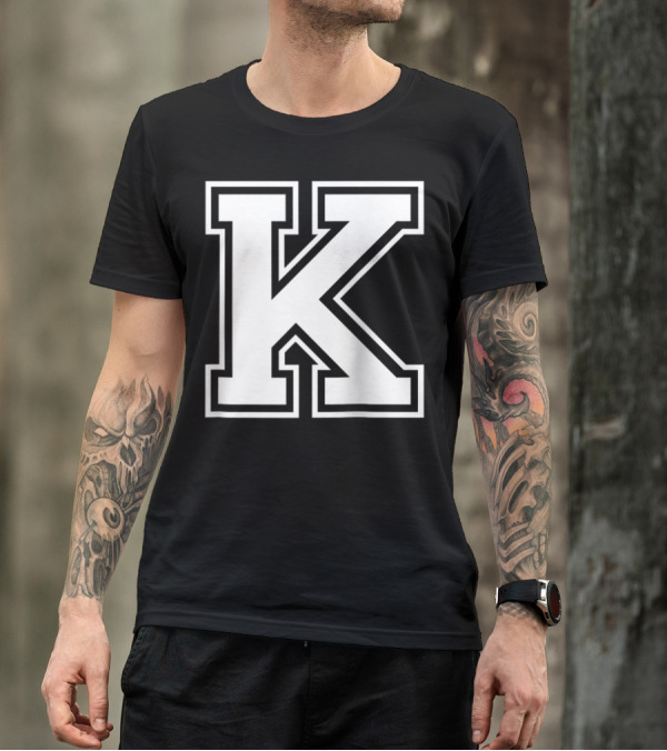 K Initial Old School Style Letter T-Shirt