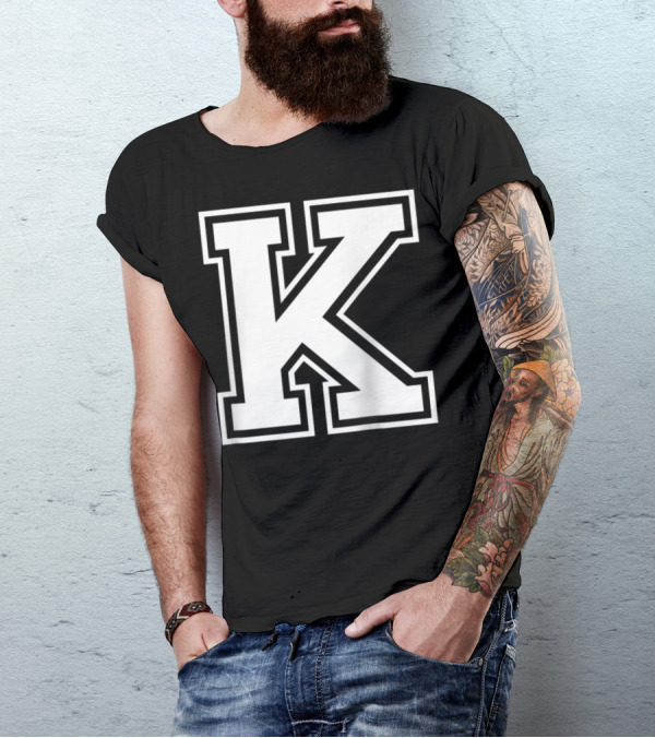 K Initial Old School Style Letter T-Shirt
