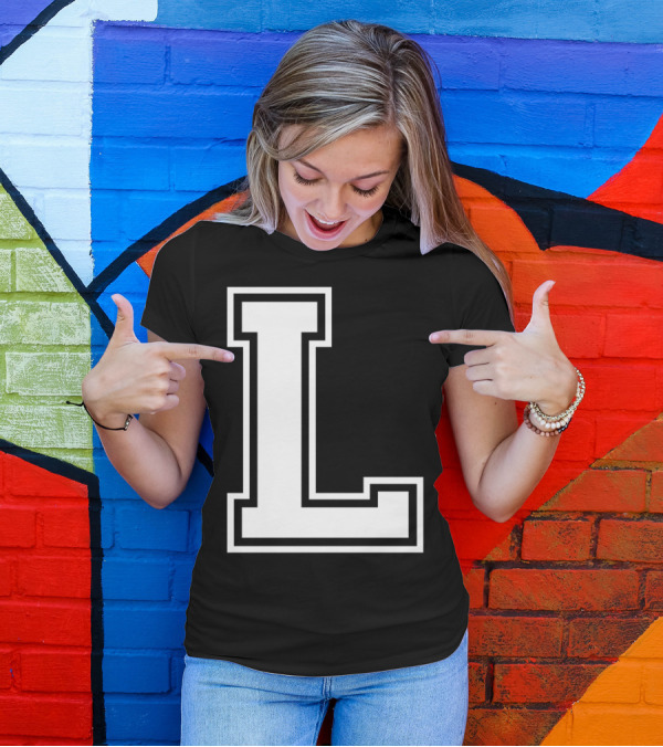 Letter L Name Initial Group Match Old School Block T-Shirt