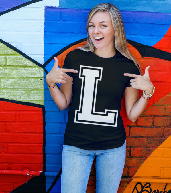 Letter L Name Initial Group Match Old School Block T-Shirt