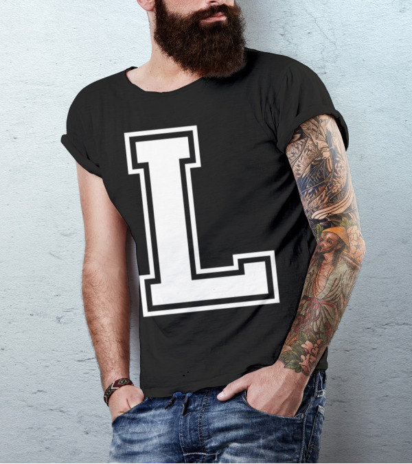 Letter L Name Initial Group Match Old School Block T-Shirt