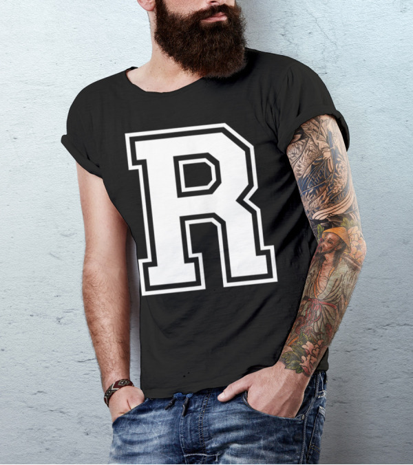R Name Initial Old School Style Letter T-Shirt