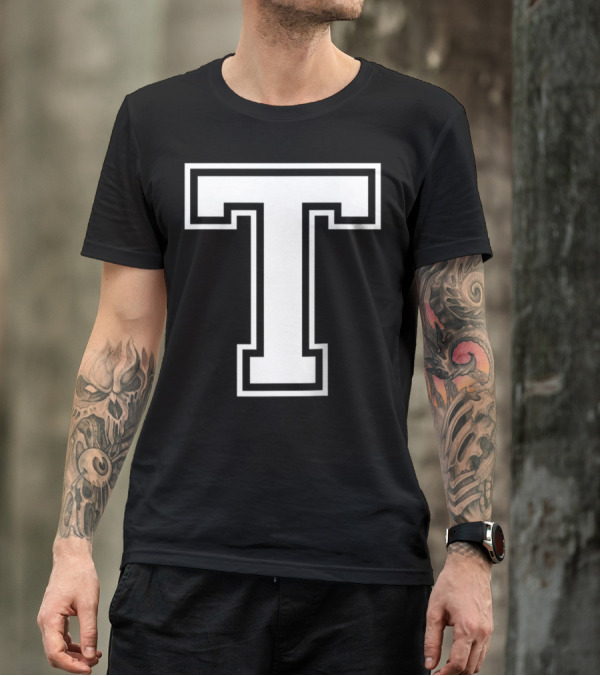Letter T Initial Old School Bold Monogram T-Shirt