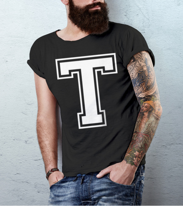 Letter T Initial Old School Bold Monogram T-Shirt