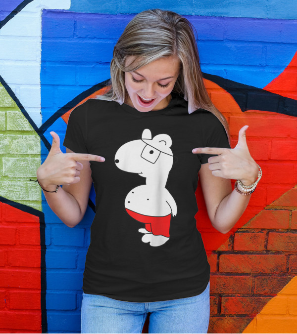 Marcuskun Bear Character With Glasses And Red Shorts T-Shirt