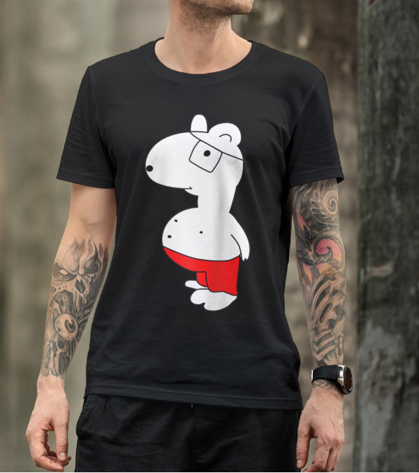 Marcuskun Bear Character With Glasses And Red Shorts T-Shirt