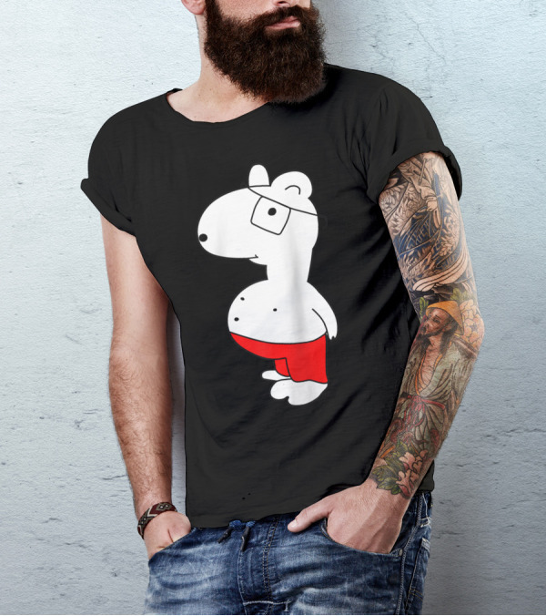 Marcuskun Bear Character With Glasses And Red Shorts T-Shirt