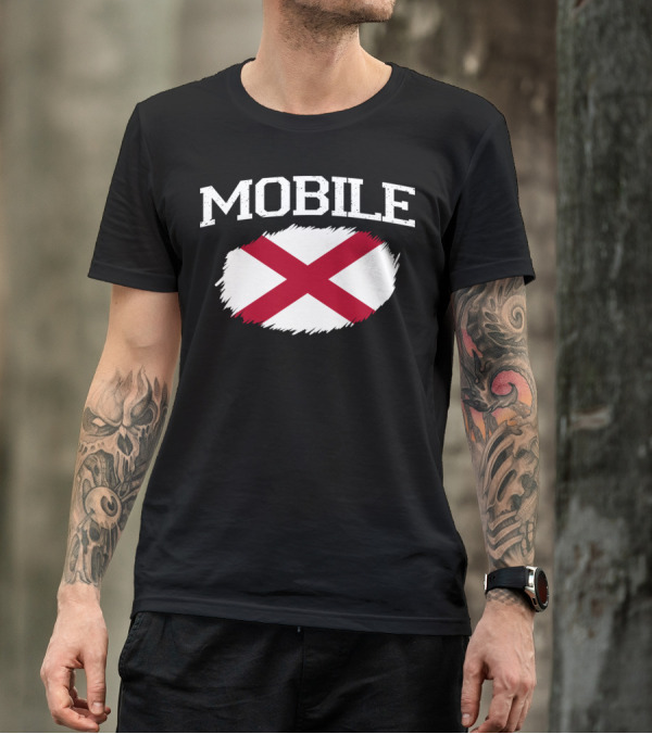 Mobile Alabama Flag Vintage USA Sports T-Shirt