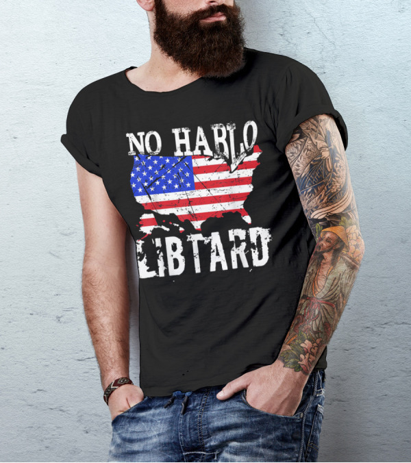 No Hablo Libtard American Flag Map T-Shirt