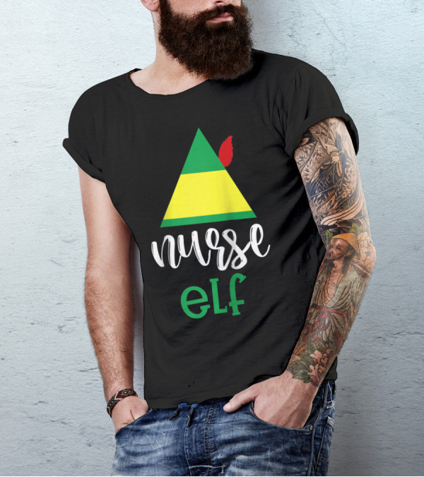 Nurse Elf Funny Christmas Medical Rn Lpn Holiday Humor T-Shirt