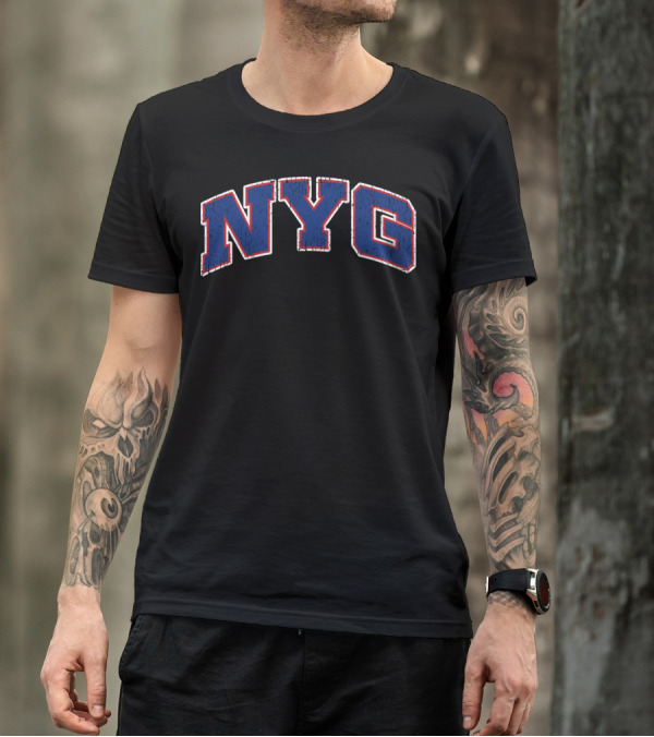 NYG Vintage New York Football Classic Blue And Red T-Shirt