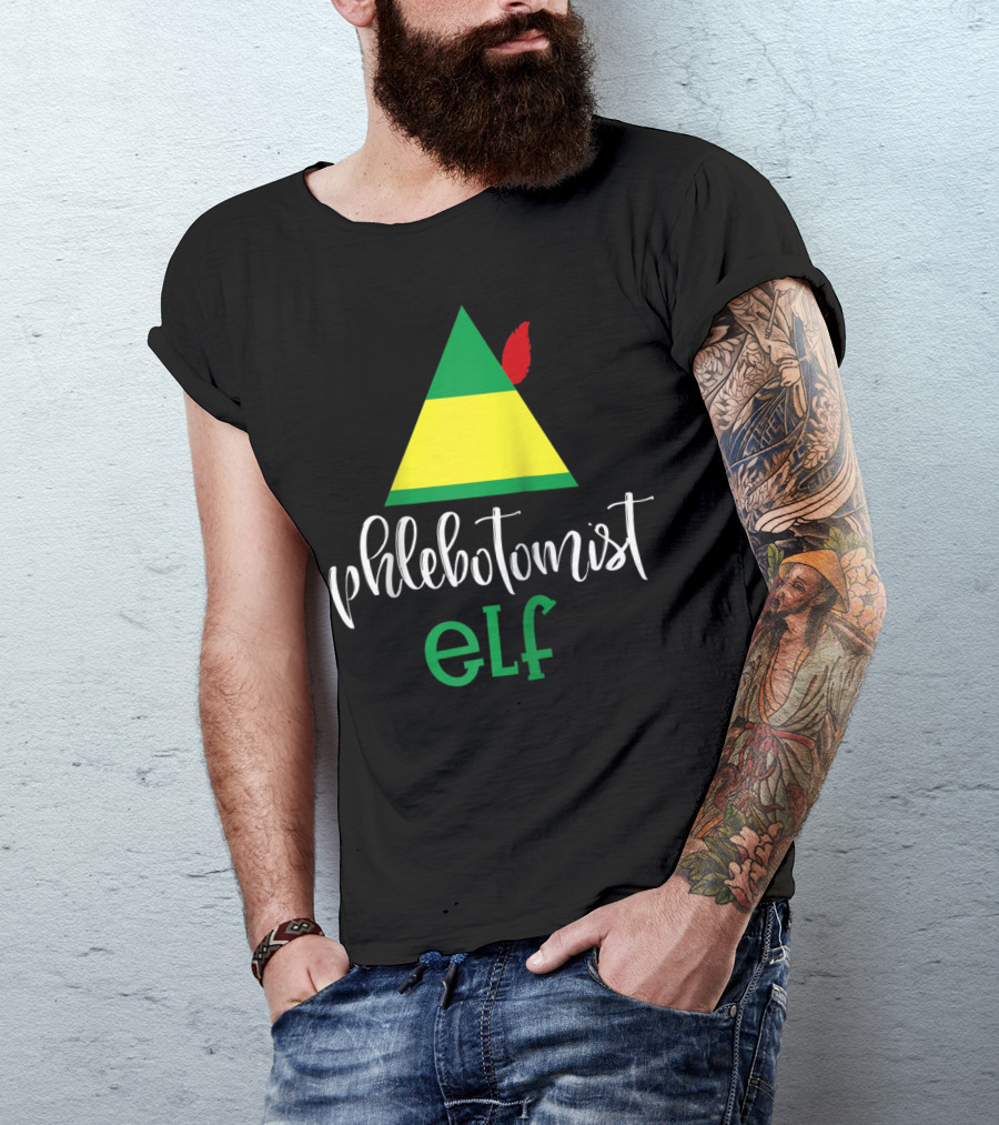 Phlebotomist Elf Christmas Hat Festive Humor T-Shirt