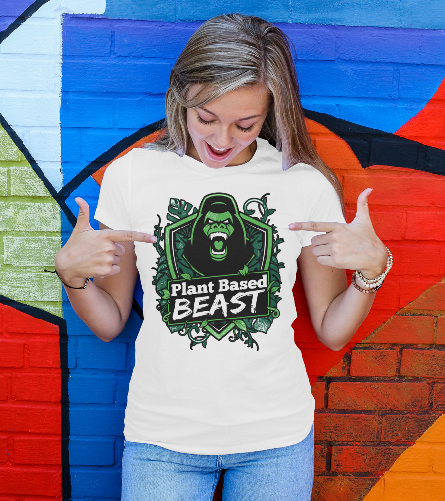 Plant Based Beast Fitness Gorilla Bodybuilding Jungle Strength T-Shirt