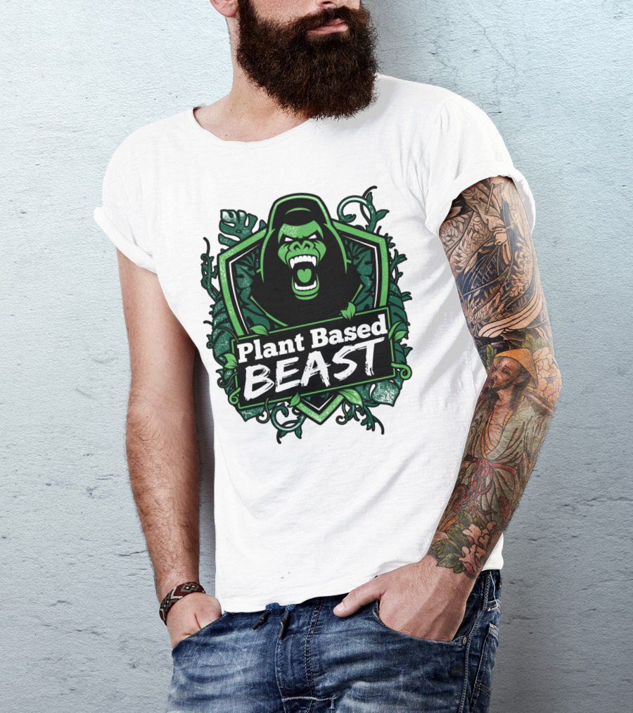 Plant Based Beast Fitness Gorilla Bodybuilding Jungle Strength T-Shirt