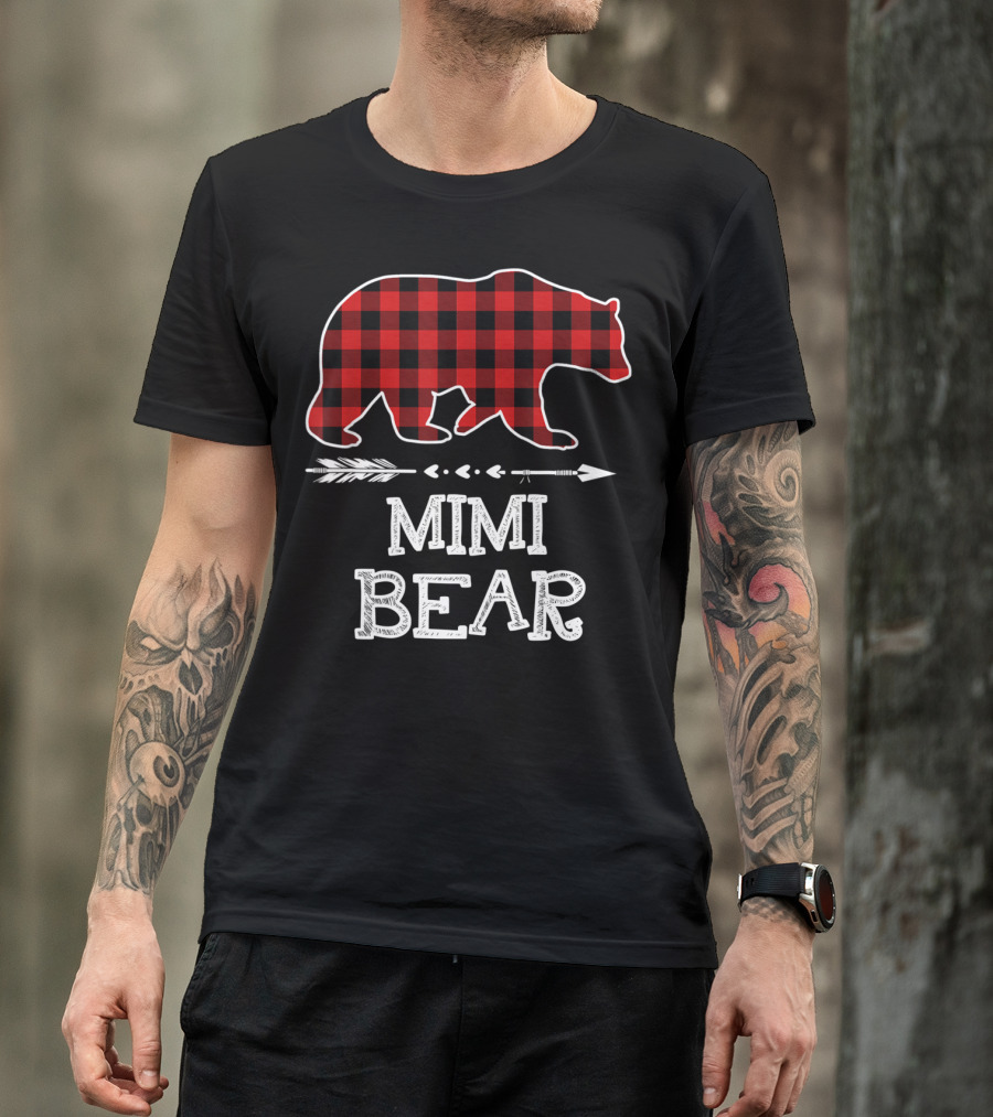 Red Plaid Bear Mimi Arrow T-Shirt