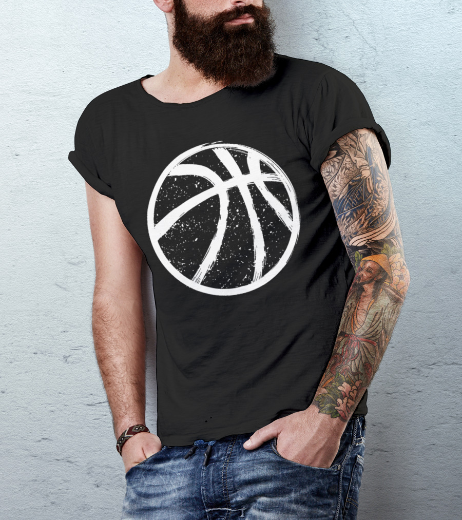Basketball Ball Sketch Distressed T-Shirt