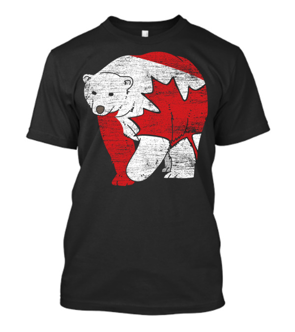 Canadian Bear Maple Leaf Canada Flag T-Shirt
