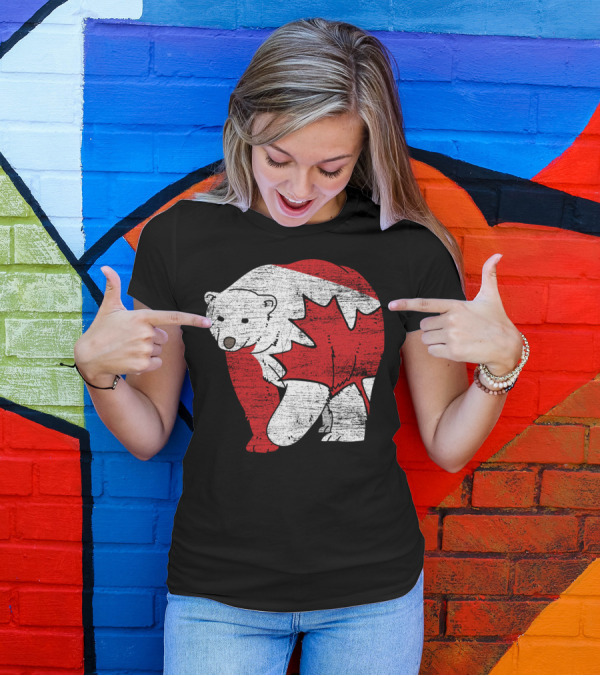 Canadian Bear Maple Leaf Canada Flag T-Shirt