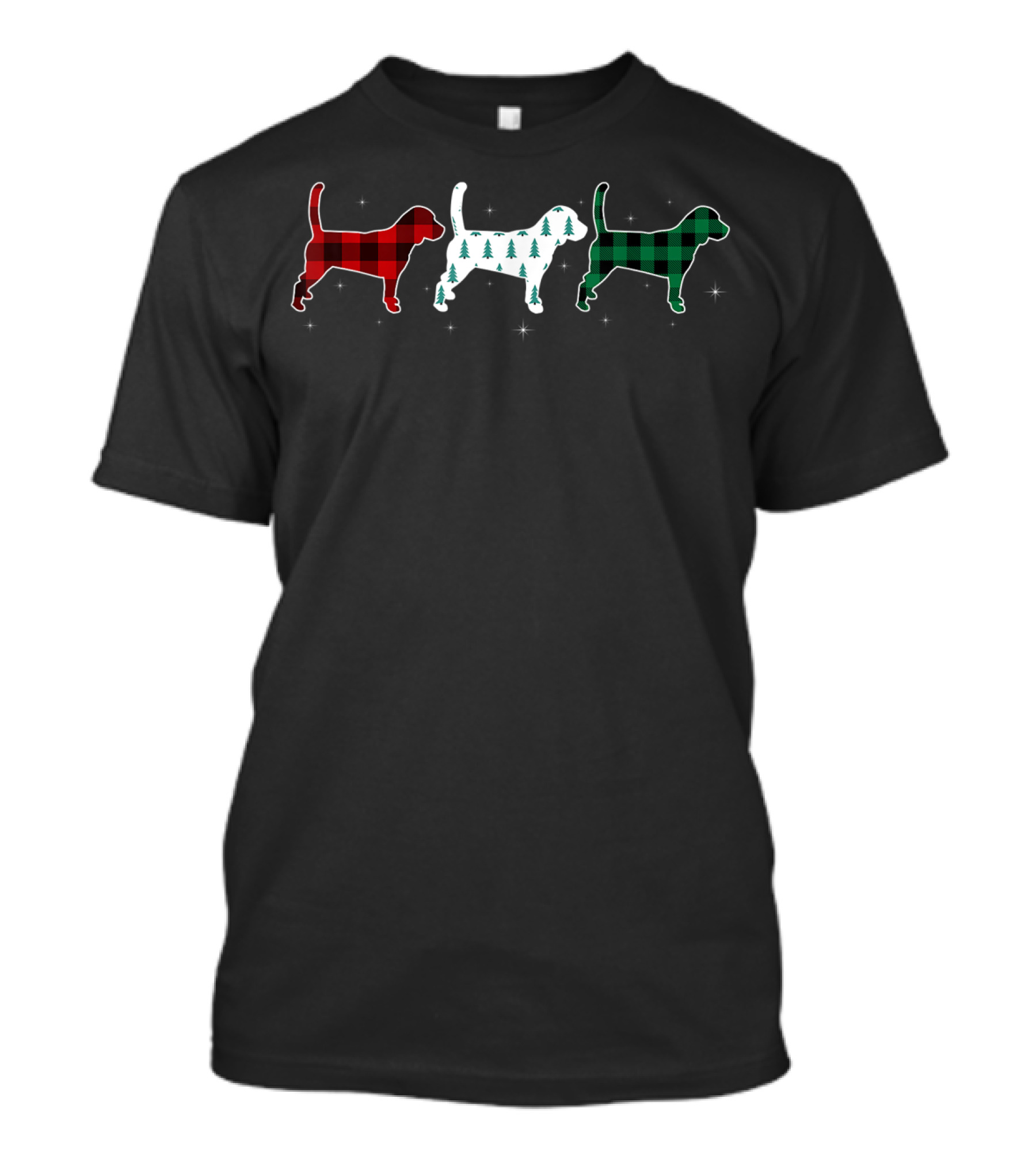 Beagle Plaid Christmas Dog Trio Festive Holiday T-Shirt