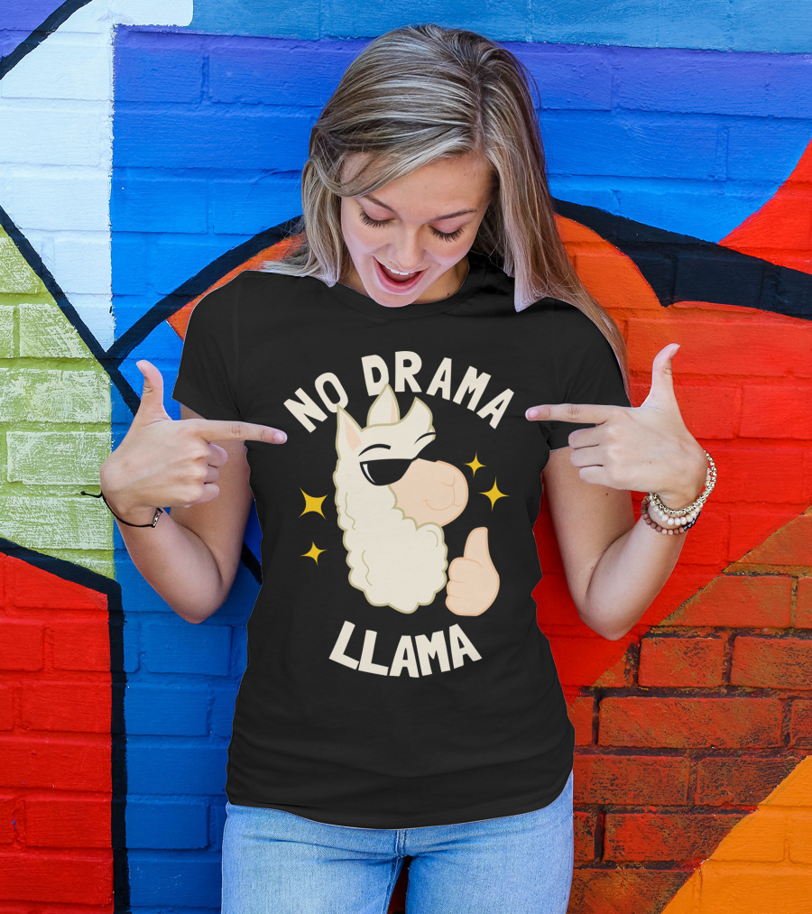No Drama Llama Thumbs Up Sunglasses Llama T-Shirt