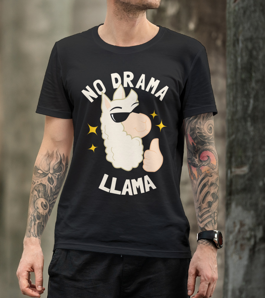 No Drama Llama Thumbs Up Sunglasses Llama T-Shirt