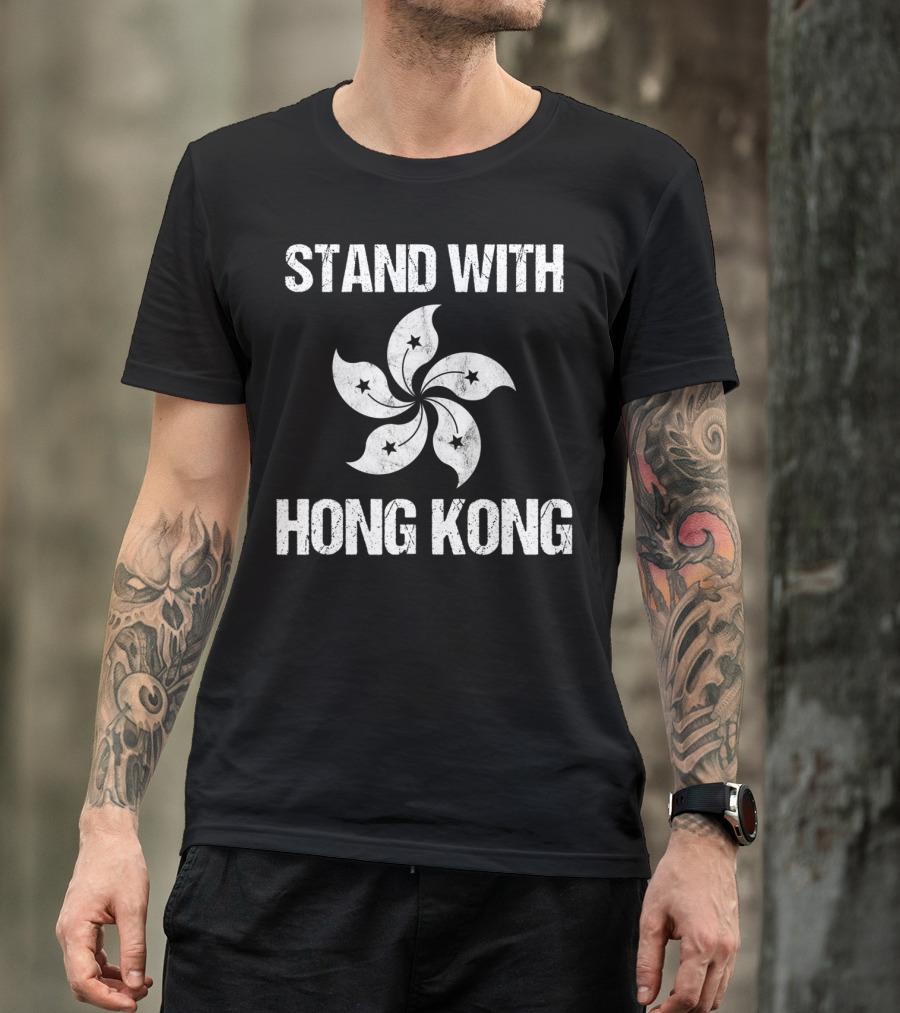 Stand With Hong Kong Flag Pro Democracy Now Orchid Flower T-Shirt