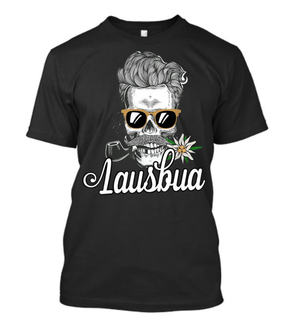 Lausbua Cooler Totenkopf Mit Bavaria Edelweiss Tirol Flair T-Shirt