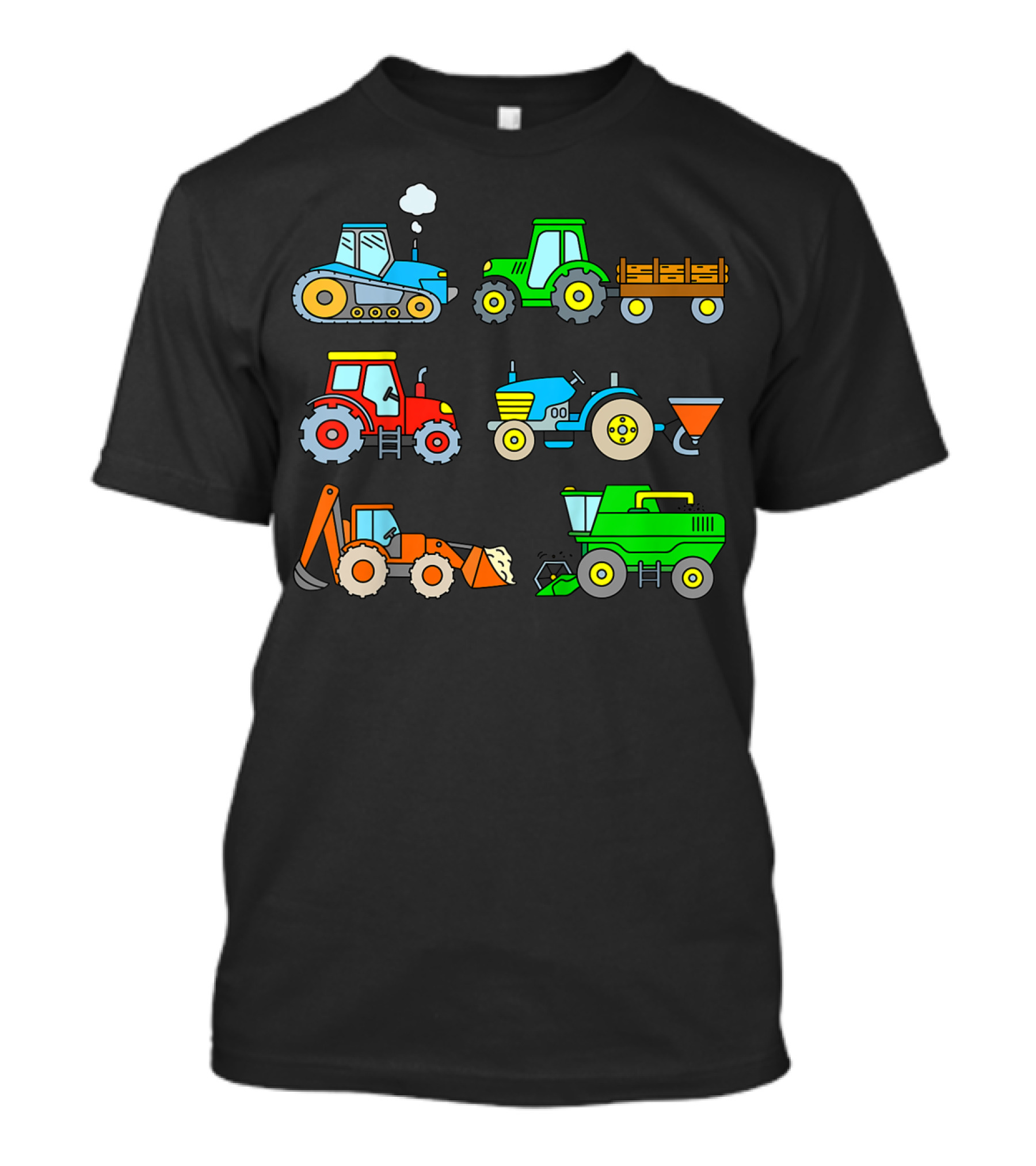 Kinder Mit 6 Traktoren Landmaschinen Bagger Schlepper Fahrzeuge T-Shirt