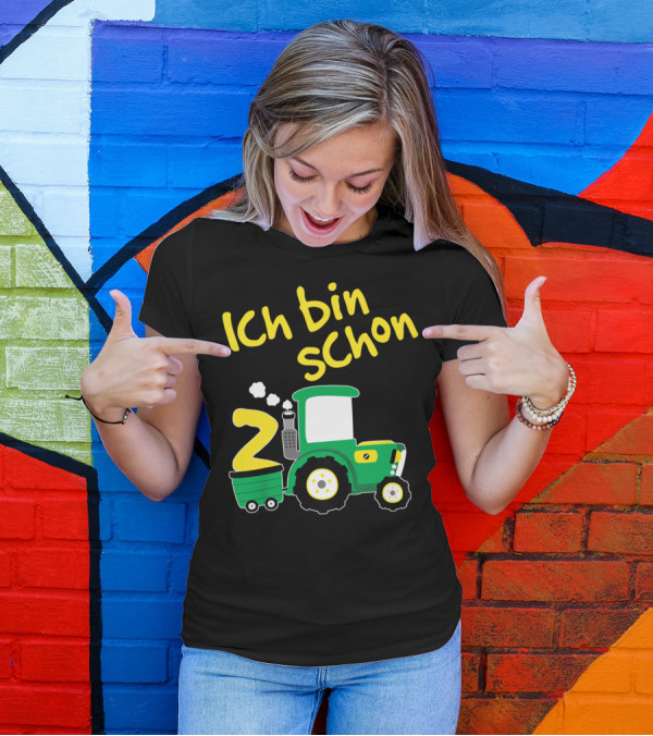 Ich Bin Schon 2 Traktor Kinder 2. Geburtstag Junge 2 Jahre T-Shirt