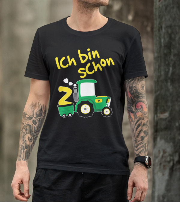 Ich Bin Schon 2 Traktor Kinder 2. Geburtstag Junge 2 Jahre T-Shirt