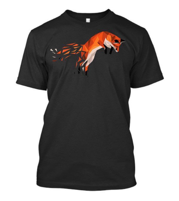 Polygon Fuchs Herren Damen Kinder Fox Geometric Art Animal Jump T-Shirt