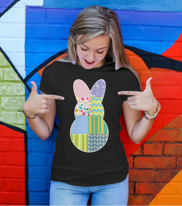 Cute Easter Bunny Patchwork Quilting T-Shirt