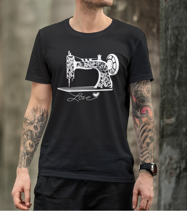 Love Sewing Machine Heart Quilters Crafting Vintage T-Shirt