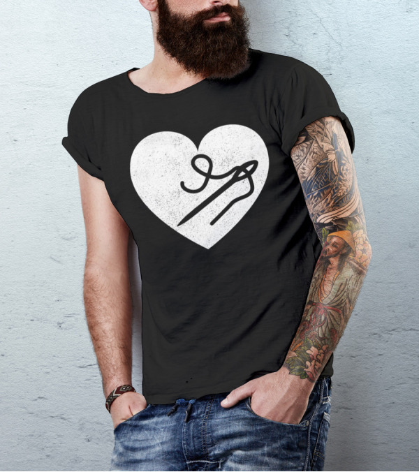 Sewing Quilting Heart Needle Thread T-Shirt